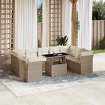 vidaXL Salon de jardin avec coussins 10 Pièces beige résine tressée