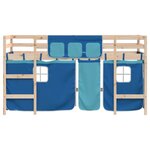 vidaXL Lit mezzanine enfants et rideaux bleu 90x190cm bois pin massif