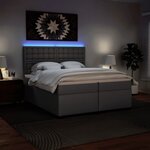 vidaXL Sommier à lattes de lit avec matelas Gris 200x200 cm Similicuir