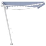vidaXL Auvent manuel rétractable avec LED 500x300 cm Bleu et blanc