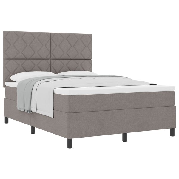 vidaXL Lit à ressorts avec matelas taupe 140x200 cm en tissu
