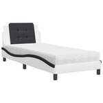 vidaXL Lit avec matelas blanc et noir 90x190 cm similicuir