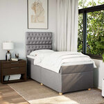 vidaXL Sommier à lattes de lit avec matelas Taupe 90x200 cm Tissu