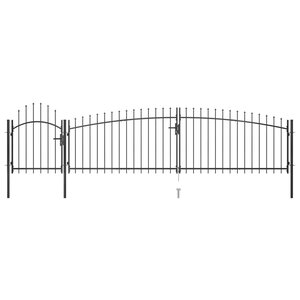 vidaXL Portail de clôture de jardin avec dessus en lance 5x1 5 m Noir