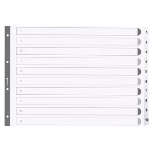 Intercalaires Imprimés À Touches Plastifiées - 10 Touches 1 À 10 - A3 - Blanc - X 10 - Exacompta