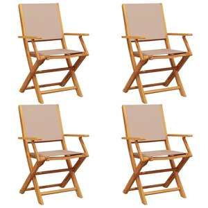 vidaXL Chaises de jardin pliantes lot de 4 taupe tissu et bois massif