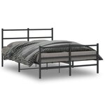 vidaXL Cadre de lit métal avec tête de lit/pied de lit noir 140x190 cm
