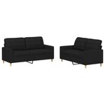 vidaXL Ensemble de canapés 2 Pièces avec coussins Noir Tissu