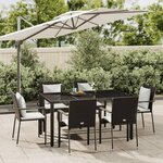 vidaXL Ensemble à manger de jardin coussins 7Pièces Noir Résine tressée