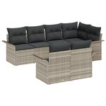 Ensemble de Canapé de Jardin 7 Pièces avec Coussins Gris Clair