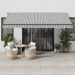 vidaXL Auvent manuel rétractable anthracite et blanc 450x350 cm