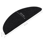 vidaXL Tapis d'escalier autocollants 15 Pièces 65x22 5x3 5 cm Noir