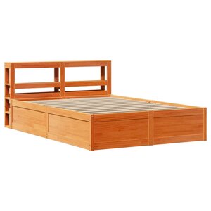 vidaXL Cadre de lit avec tête de lit cire marron 140x190cm bois de pin