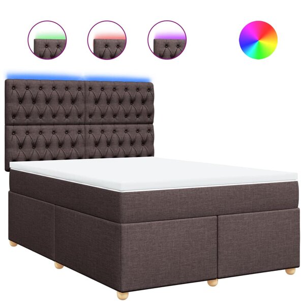 vidaXL Sommier à lattes de lit avec matelas Marron foncé 140x190 cm