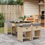 vidaXL Ensemble à manger de jardin coussins 5 Pièces mélange beige rotin