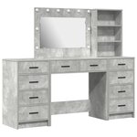 Ensemble coiffeuse 3 pièces avec LED en bois gris béton