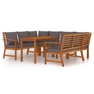 vidaXL Ensemble à manger de jardin coussins 7 Pièces Bois acacia