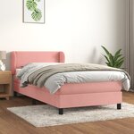 vidaXL Sommier à lattes de lit avec matelas Rose 100x200 cm Velours