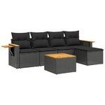 vidaXL Salon de jardin 6 Pièces avec coussins noir résine tressée