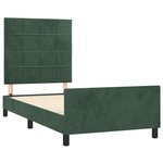 vidaXL Cadre de lit avec tête de lit Vert foncé 90x190 cm Velours