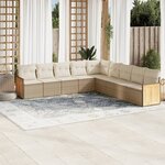 vidaXL Salon de jardin avec coussins 9 Pièces beige résine tressée
