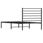 vidaXL Cadre de lit métal avec tête de lit noir 75x190 cm