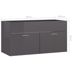 vidaXL Armoire d'évier Gris brillant 90x38 5x46 cm Aggloméré