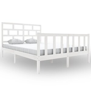 vidaXL Cadre de lit Blanc Bois de pin massif 160x200 cm