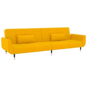 vidaXL Canapé-lit à 2 places avec deux oreillers Jaune Velours