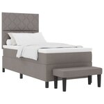 vidaXL Lit à sommier tapissier avec matelas et banc taupe 90x190 cm en tissu