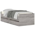 vidaXL Cadre de lit avec tiroirs sonoma gris 90x190 cm