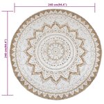 vidaXL Tapis de sol Jute tressée imprimée 240 cm Rond