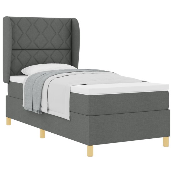 vidaXL Lit à ressorts avec matelas gris foncé 90x200 cm Tissu