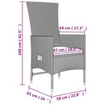 vidaXL Ensemble à manger de jardin et coussins 3 Pièces Beige poly rotin