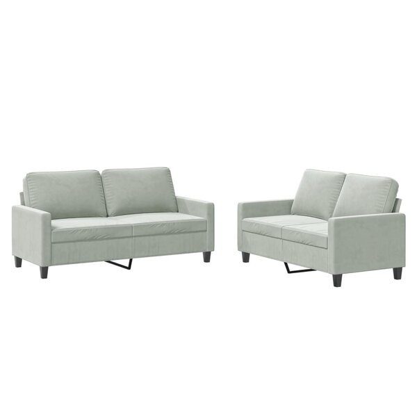 vidaXL Ensemble de canapés 2 Pièces avec coussins Gris clair Velours