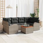 vidaXL Ensemble de canapé de jardin 7 pièces avec coussins Gris Poly Rotin