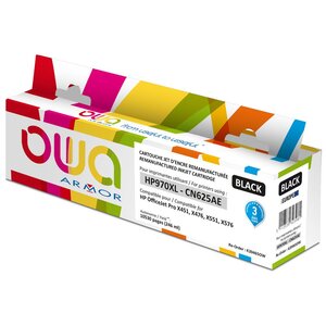 Cartouche d'encre remanufacturée, compatible pour hp 970xl cn625ae - noir