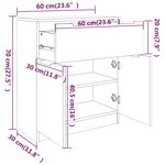 vidaXL Buffet Blanc brillant 60x30x70 cm Bois d'ingénierie