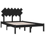 vidaXL Cadre de lit Noir 135x190 cm Double Bois massif