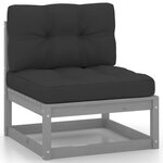Salon de jardin meuble d'extérieur ensemble de mobilier 10 pièces avec coussins gris bois de pin massif 02_0015029