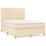 vidaXL Sommier à lattes de lit avec matelas Crème 140x200 cm Tissu