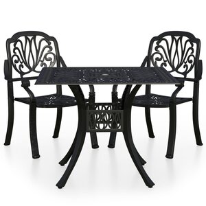 vidaXL Ensemble de bistro 3 Pièces Aluminium coulé Noir