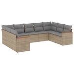 vidaXL Salon de jardin avec coussins 9Pièces mélange beige résine tressée