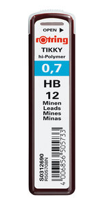 rOtring Tikky Recharge mines pour porte-mines 0 7 mm - HB étui de 12 mines