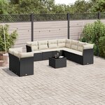 vidaXL Salon de jardin 10 Pièces avec coussins noir résine tressée