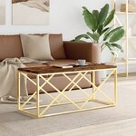 vidaXL Table basse acier inoxydable et bois massif de récupération
