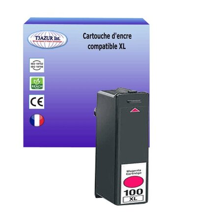 Cartouche compatible avec Lexmark 100XL remplace Lexmark Magenta