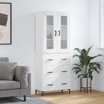 vidaXL Buffet haut Blanc 69 5x34x180 cm Bois d'ingénierie