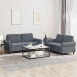 vidaXL Ensemble de canapés 2 Pièces avec coussins Gris foncé Velours