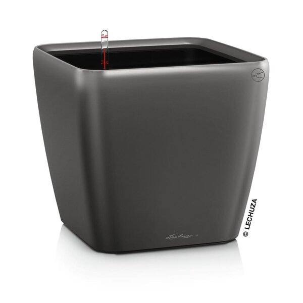 LECHUZA Jardinière de table QUADRO LS 21 ALL-IN-ONE Charbon métallique
